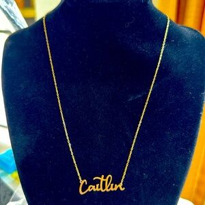 ❤️ NWOT 925 Sterling Silver Gold Tone Caitlin Custom Name Necklace